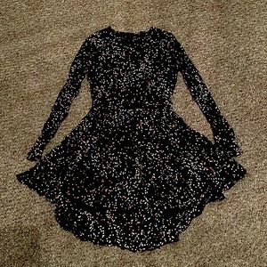 HM black rainbow confetti polka dot fit flare dress